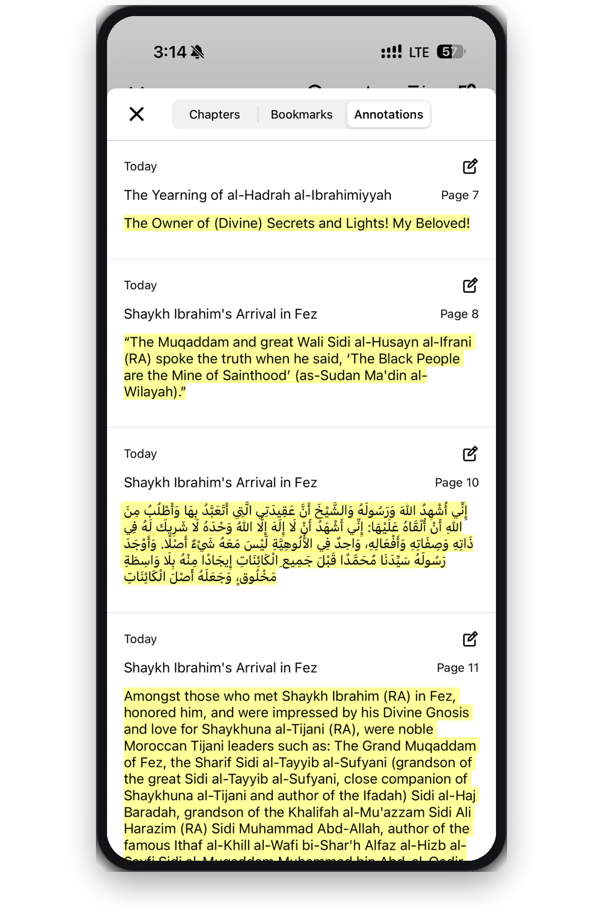 Fayda Digital study view showing bookmarks and multilingual annotations
